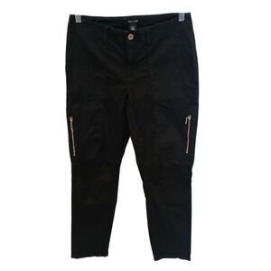 White House Black Market Womens Pants Black 2  Slim Crop Cargo Cotton Stretch